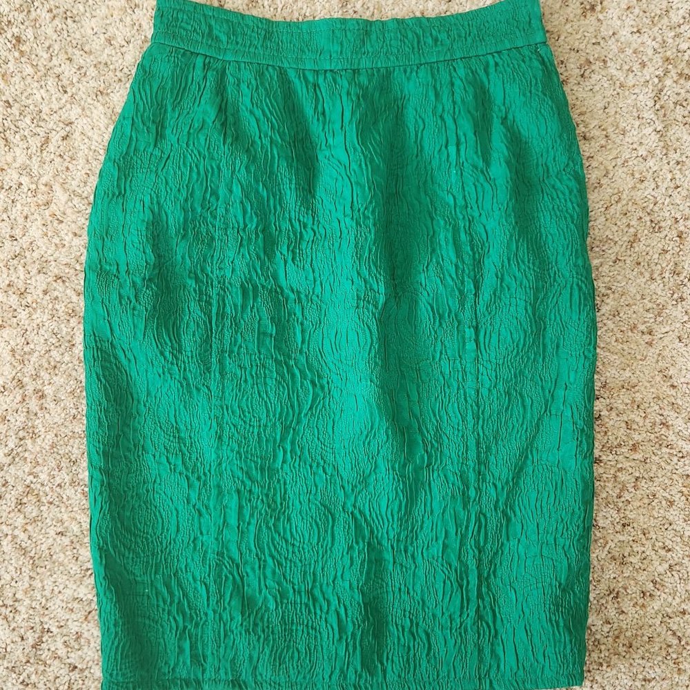 vintage short skirt S 1980s green crinkled cotton Italy